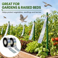 RAINFLOW Reflective Bird Scare Tape – 2 Rolls 300FT Outdoor Reflective Ribbon, D