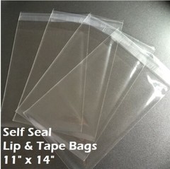 11″ x 14″ Clear Recloseable Self Seal Adhesive Lip & Tape Plastic Cello Bags