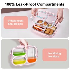 Vacaid 25Oz 18/8 Stainless Steel Lunch Kit Bento Fork/Spoon – 3 Leakproof