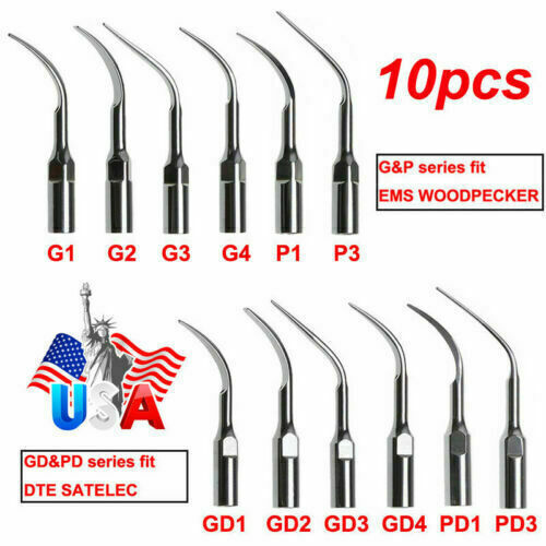 10× Dental Ultrasonic Piezo Scaler Tips fit Woodpecker EMS DTE SATELEC Handpiece