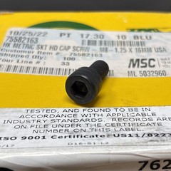 holo krome M8-1.25 X 16mm socket head cap screw qty 100