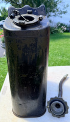 Vtg USMC Military 5 Gallon Metal Gas Can Black Jerry Can w/Flexible Cap Spout
