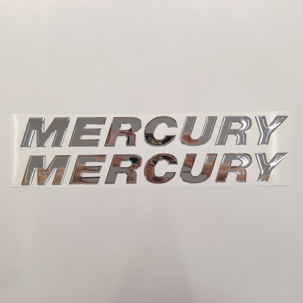 Mercury 3D Raised Chrome Resin Lettering Decal Set – 2 Piece for Outboards