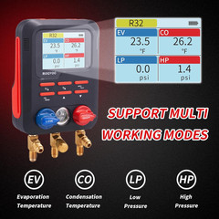 Digital Manifold Gauge, HVAC Refrigerants Digital AC Gauges Set with 2 Thermomet