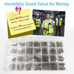 390 Piece Compression Spring Assortment Kit 28 Sizes Small Steel Springs Set