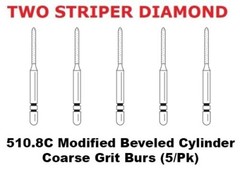 Premier Dental TWO STRIPER Diamond 510.8C Modified Beveled Cylinder Coarse 5/Pk