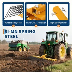 Landscape Rake 48/60 Inch Straw Rake Fits 2″ Receiver for Lawn Tractors ATV/UTV