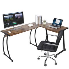 L-Shaped Corner Desk Computer Gaming Desk PC Table Writting Table Office Brown