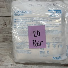 Gammex PI Hybrid Surgical Gloves Sterile Ansell *20 Pair* Size: 6.5 *See Date*