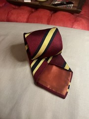 Barneys New York Burgundy Yellow Gold Black Stripe Silk Tie Vintage 80s