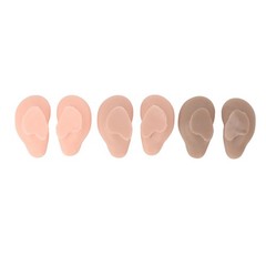 3 Pairs Silicone Ear Model Soft Flexible Ears 3 Colors Artificial Reusable For