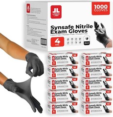 Synsafe 4 Mil -Black Nitrile Exam Gloves –Disposable Latex Free & Powder Free…