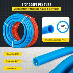 1/2″ 2x 300ft Pex Pipe Tubing Oxygen Barrier EVOH Pex-B Red Radiant Floor