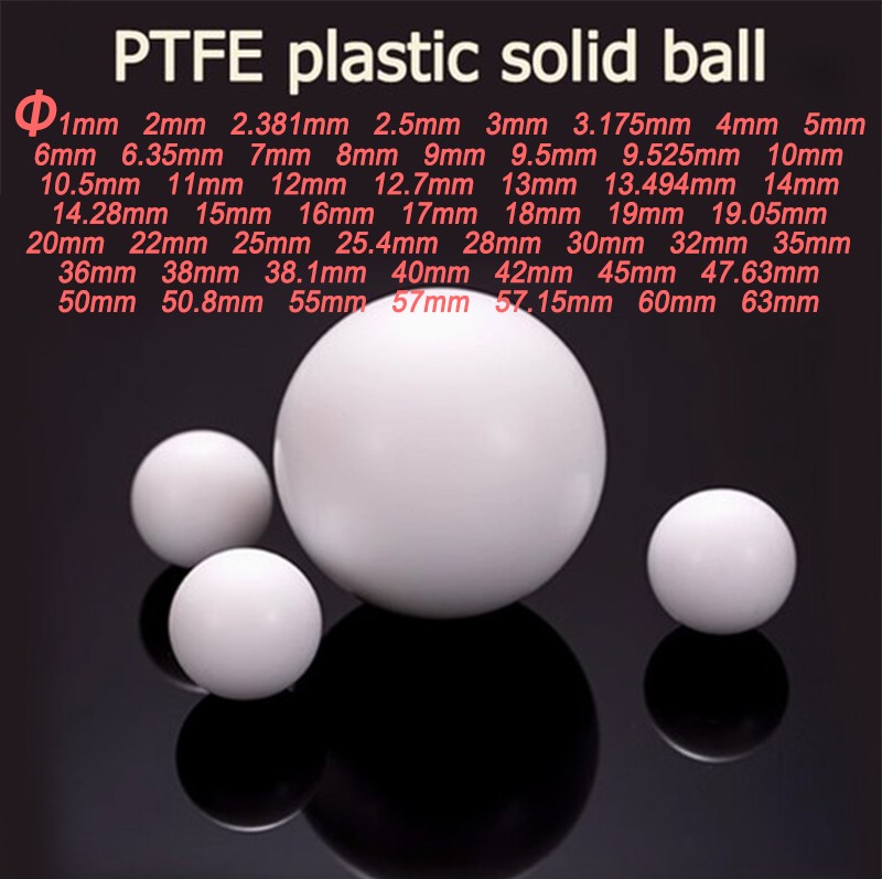 White Solid PTFE Plastic Balls Dia~∅1mm-∅63mm Anticorrosion Diaphragm Pump Ball