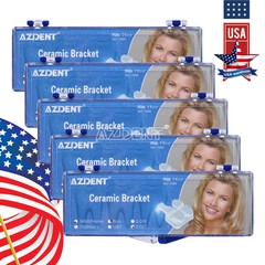 AZDENT Dental Orthodontic Brackets Roth 0.022 Hooks 345 5*5 Clear Ceramic Braces