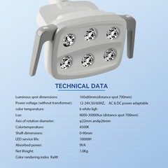 Lámpara Dental de 9W con 6 LEDs y Luz Oral para Silla de Unidad
