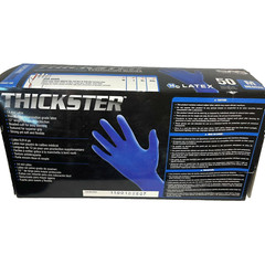 SAS THICKSTER 14 MIL BLUE LATEX POWDER FREE MED GLOVES (100 PER BOX)