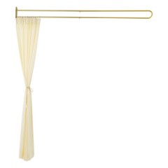 Gold U Shaped Room Divider Curtain Wall Mounted Privacy Partition Beige Sheer