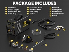 HZXVOGEN MIG Welder for Alu/Iron/Steel, 205A 5in1 110V 220V MIG Welding Machine