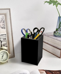 2 Pack Black Acrylic Pencil Pen Holder Cup,Desk Accessories Holder,Makeup Brush