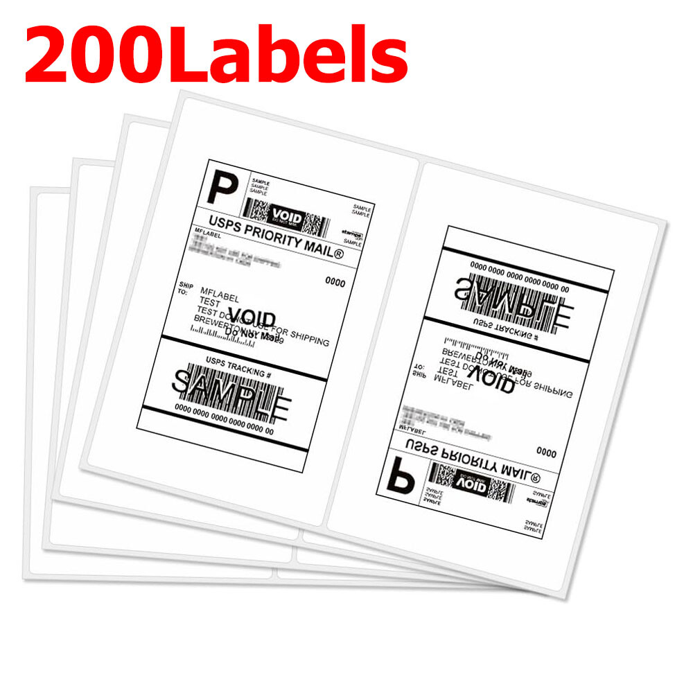 200 Shipping Labels 8.5 x 5.5 Rounded Corner Self Adhesive 2 Per Sheet Blank US