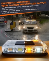 72 LED Magnetic Mount Roof Top Strobe Warning Light 2-in-1 Flash Beacon Light