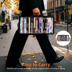 4 Pack DVD Storage Box, Stackable Oxford Fabric DVD Cases Holder with Front Z…