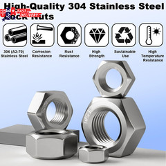 5/16″-18 Hex Nuts,90 Pack 304 (A2-70) Stainless Steel Hardware Nuts,Standard Inc