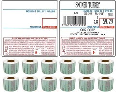 CAS LST-8040 Label, 58 x 60mm, UPC/Safe Handling, 500 Per Roll, 12 Rolls/Box
