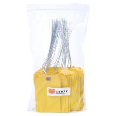 Gitway 100 Yellow Tags with Wire Size 5 Measurements 4 34 inch x 2 38 inch