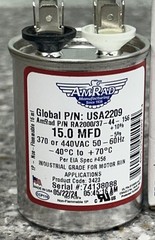 AmRad Round Run Capacitor 15 MFD 370/440 VAC USA2209