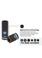 NIP Spyder 3-Piece 3/8-Inch Drive Deep SAE Impact Socket Set w/Adapter. # 19710