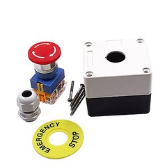 22mm Mushroom Head E-STOP Switch Latching Emergency Stop Push Button Control Box