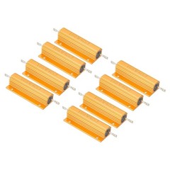 8PCS 100W 4 Ohm Aluminum Shell Resistor Aluminum Housing Resistor Golden