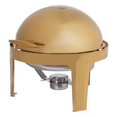 Gold Round Roll-Top Chafing Dish Set Commercial Stainless Steel Buffet Warmer
