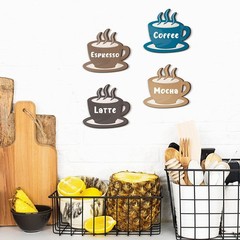 Blulu 4 Pieces Coffee Wooden 12 x 11 x 0.5 cm / 4.8 x 4.4 x 0.2 inches, Black