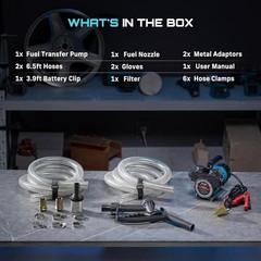 200W Fuel Transfer Pump Electric Diesel Kerosene Pump 12V 13GPM Nozzle Hoses