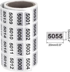 1-20000 Self Adhesive Labels Consecutive Number Inventory Stickers Waterproof