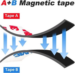 A+B Paired Magnetic Tape with Adhesive Backing, 10ft x 0.5 in x 2 Pack Flexib…