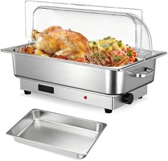  9QT Roll Top Chafing Dish Buffet Set Stainless Steel Chafer Food Warmer 400W
