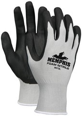 Memphis 9673 Gray Nylon Black Foam Nitrile Dipped Palm/Fingers Size XL(12 Pair)