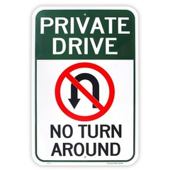 Large Private Drive, No Turn Around Sign, 18″x 18” x 12”, Brushed Aluminum