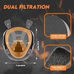 Full Face Gas Mask Painting Spraying Respirator w/Filters for 6800 Facepiece USA