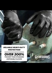 Box of 10 GLOVEWORKS Industrial Black Disposable Nitrile Gloves 6 Mil L Large
