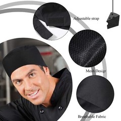 Chef Hats for Men Women Chef Beanie Chef Caps for Men 2 Black