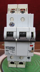 0.5a Mitsubishi Electric 0.5 amp 2 pole Circuit Breaker with Aux NF50-SMU-2-0.5