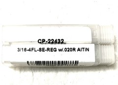 Carbide Plus CP-22432 3/16″ 4FL Corner Radius End Mill 0.02R Carbide AlTiN NEW
