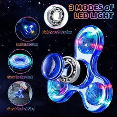 Fidget Spinner 2 Pack, Light up Sensory Toys Adults Small, White&blue