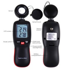 Illuminance Light Meter Luminometer Temperature Tester Data Storage 200,000 Lux