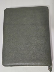 Franklin Covey Planner Sandstone Leather Green 7 Ring Full Zip 7 Habits 10×8″